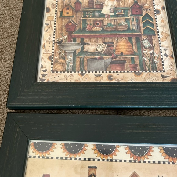 Debbie Mumm Vintage Farmhouse Country Birdhouses Framed Wall Hanging Pictures - Picture 13 of 14